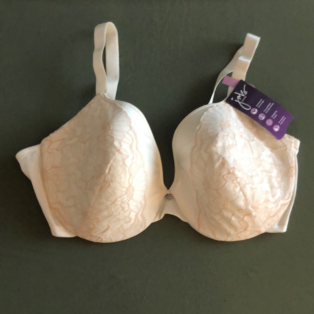 Just My Size White Floral Bra